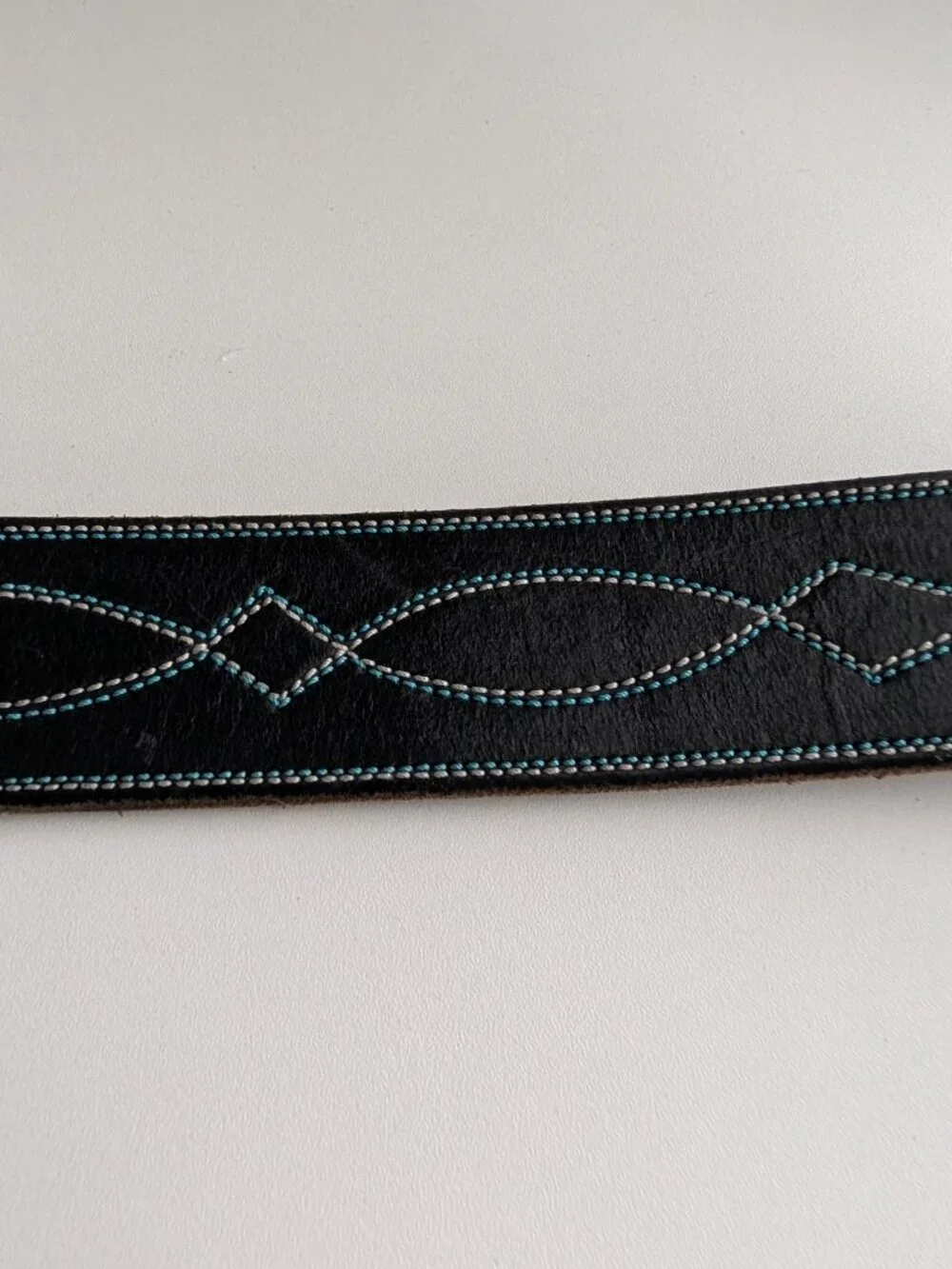 Dark Star Leather Belt Hand Stitched Western Style Cowhide Unisex 33in